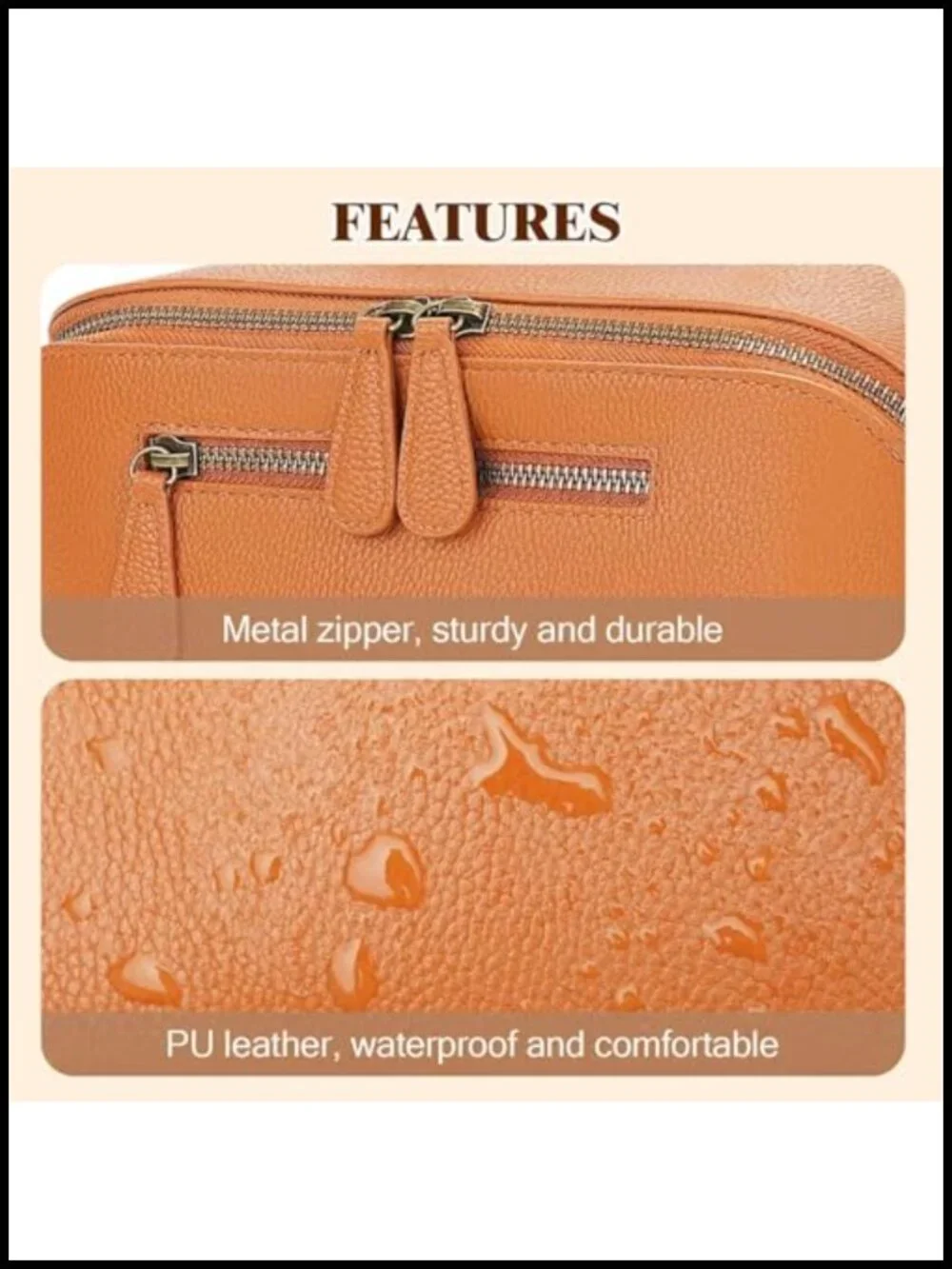 Large Waterproof PU Leather Travel Makeup Bag with Dividers & Handle 2L